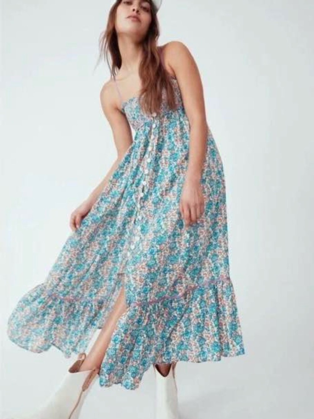 Free People Molly Jo Midi Dress in Blossom Print size L